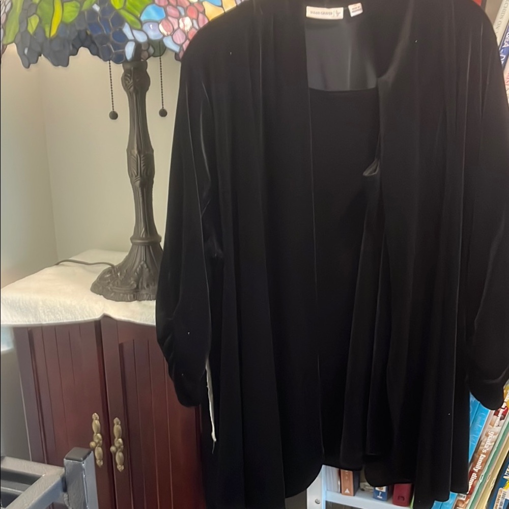 Susan Graver Black Flowing Cardigan Sweater